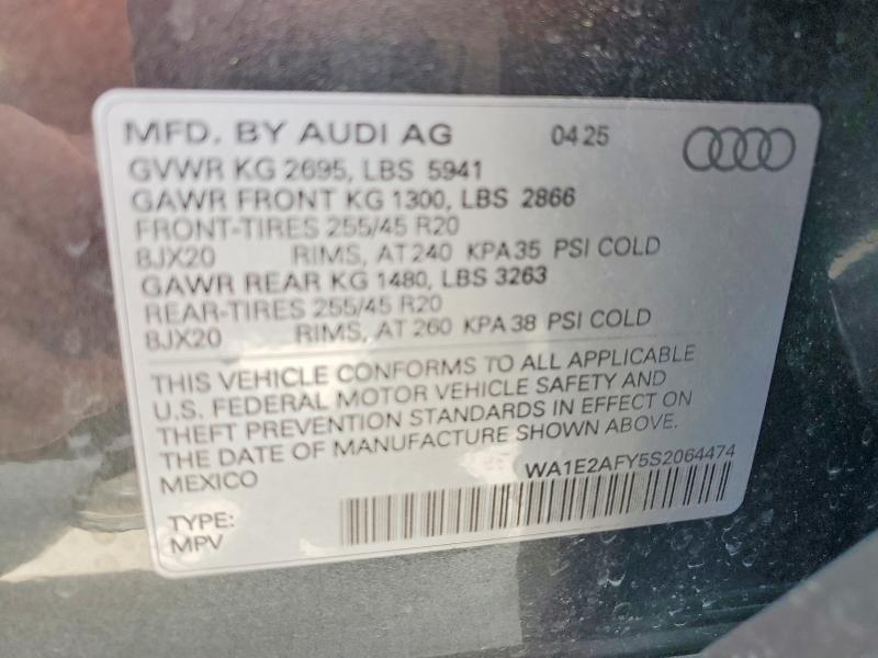 53129006 :رقم المزاد ، WA1E2AFY5S2064474 vin ، 2025 Audi Q5 E مزاد بيع