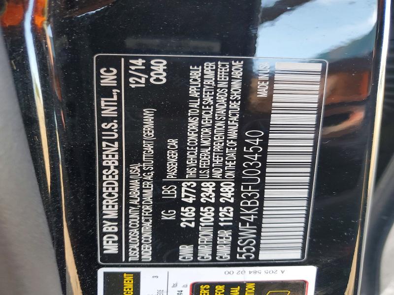 Aukcja sprzedaży 2015 Mercedes-benz C, vin: 55SWF4KB3FU034540, numer aukcji: 52612766