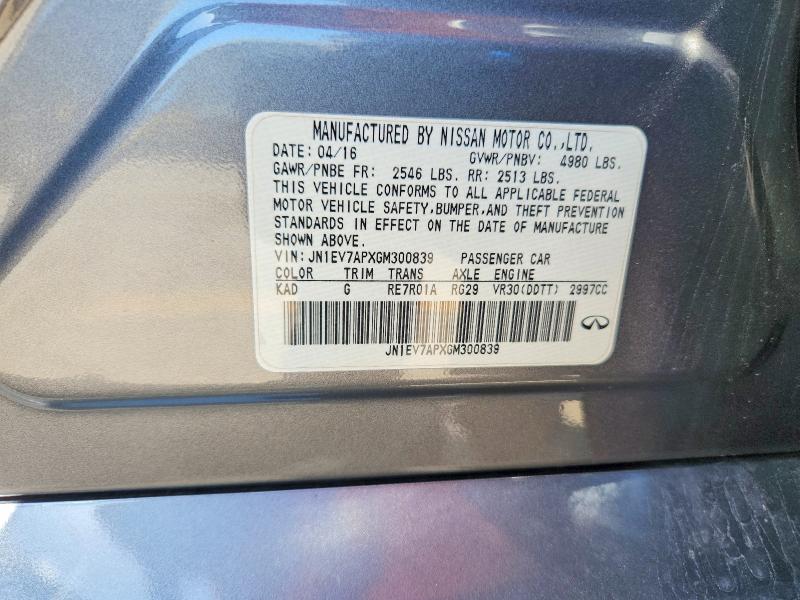 Aukcja sprzedaży 2016 Infiniti Q50, vin: JN1EV7APXGM300839, numer aukcji: 53013186