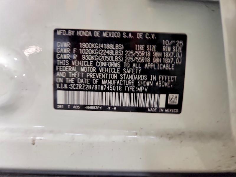 Продаж на аукціоні авто 2026 Honda Hr-v, vin: 3CZRZ2H78TM745018, номер лоту: 52052876