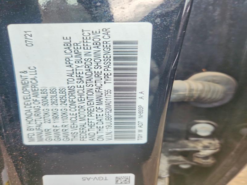 Aukcja sprzedaży 2021 Acura Tlx, vin: 19UUB6F62MA011755, numer aukcji: 53981446