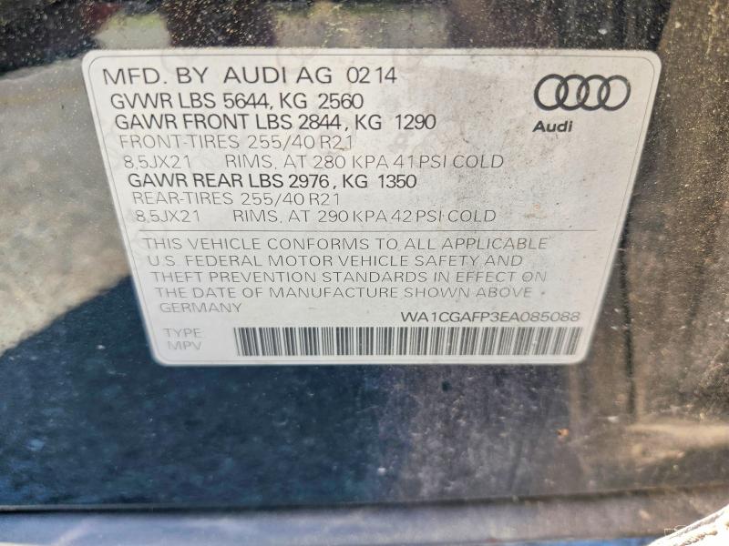 55697706 :رقم المزاد ، WA1CGAFP3EA085088 vin ، 2014 Audi Sq5 مزاد بيع