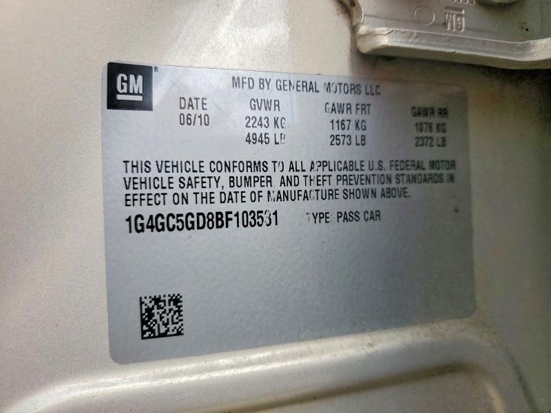 Продаж на аукціоні авто 2011 Buick Lacrosse, vin: 1G4GC5GD8BF103531, номер лоту: 53963056