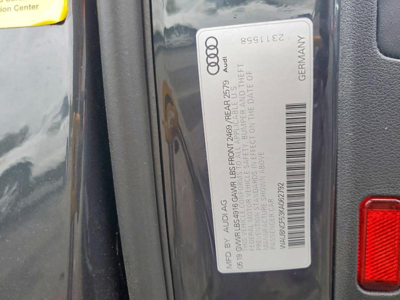 2019 Audi A5 მანქანა იყიდება აუქციონზე, vin: WAUBNCF53KA062792, აუქციონის ნომერი: 53019306