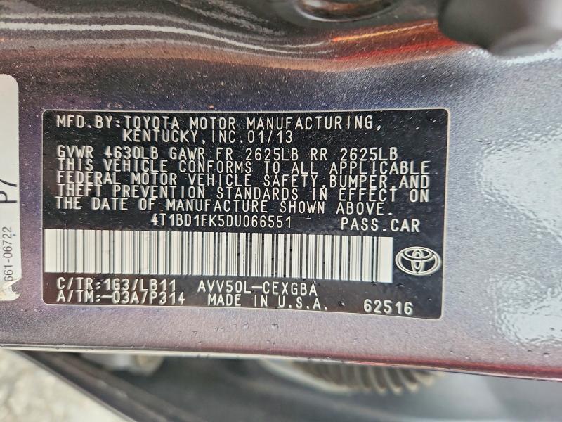Продажа на аукционе авто 2013 Toyota Camry Hybrid, vin: 4T1BD1FK5DU066551, номер лота: 54192976