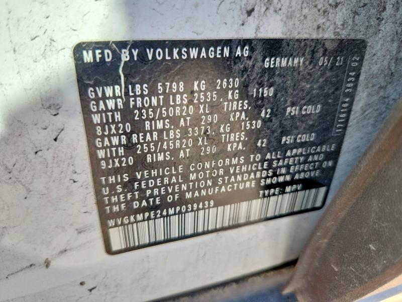 53211286 :رقم المزاد ، WVGKMPE24MP039439 vin ، 2021 Volkswagen Id.4 مزاد بيع