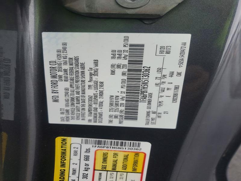 Продажа на аукционе авто 2022 Ford Mustang, vin: 1FA6P8TH5N5130362, номер лота: 51378056