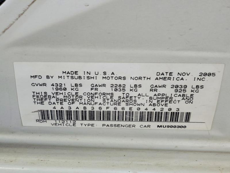 Продажа на аукционе авто 2006 Mitsubishi Galant, vin: 4A3AB36F66E044203, номер лота: 53882336