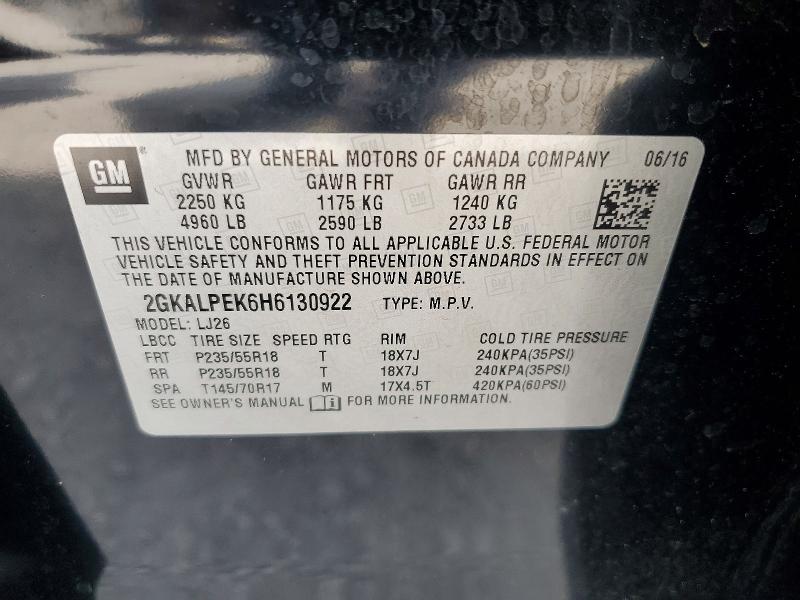 2017 Gmc Terrain მანქანა იყიდება აუქციონზე, vin: 2GKALPEK6H6130922, აუქციონის ნომერი: 53091986