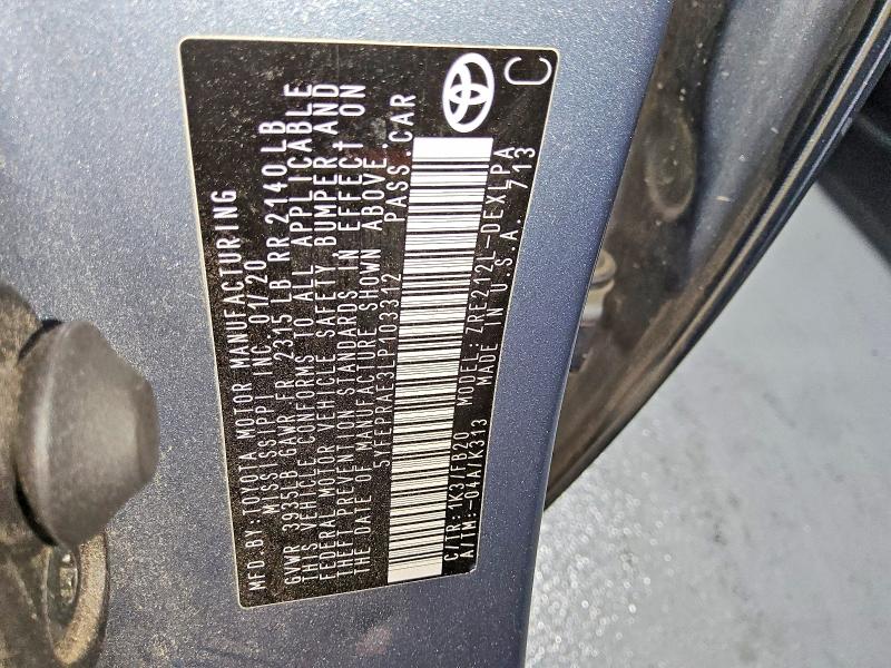 53582356 :رقم المزاد ، 5YFEPRAE3LP103312 vin ، 2020 Toyota Corolla مزاد بيع