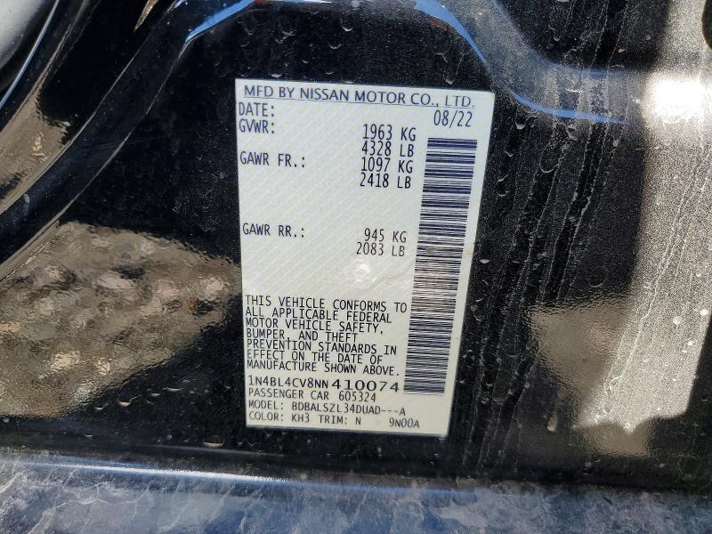 53698506 :رقم المزاد ، 1N4BL4CV8NN410074 vin ، 2022 Nissan Altima مزاد بيع