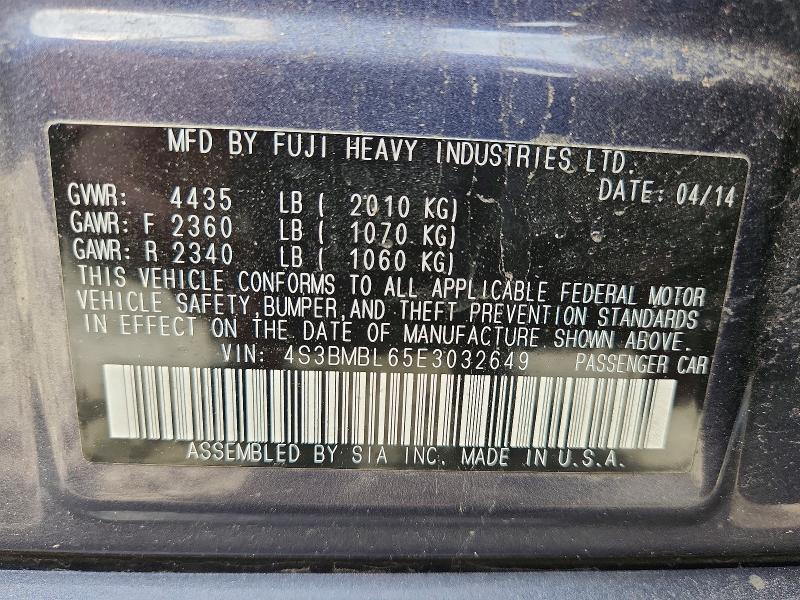 Продажа на аукционе авто 2014 Subaru Legacy, vin: 4S3BMBL65E3032649, номер лота: 54587596