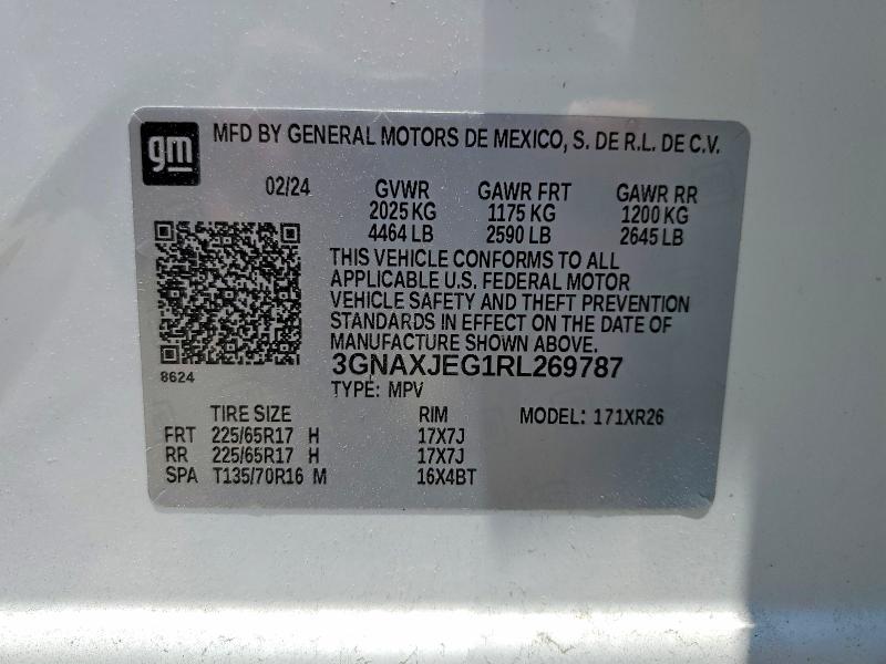 Продаж на аукціоні авто 2024 Chevrolet Equinox, vin: 3GNAXJEG1RL269787, номер лоту: 53702206