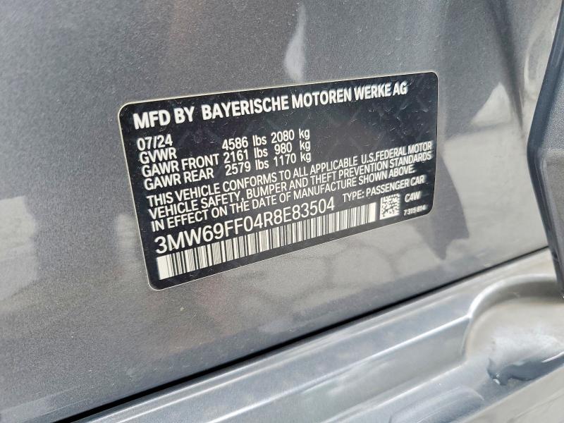 2024 Bmw 330i მანქანა იყიდება აუქციონზე, vin: 3MW69FF04R8E83504, აუქციონის ნომერი: 54418236