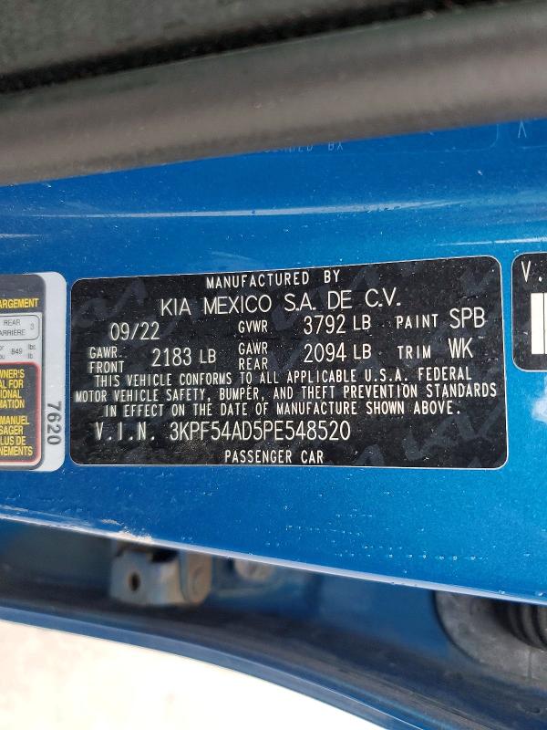 52157186 :رقم المزاد ، 3KPF54AD5PE548520 vin ، 2023 Kia Forte مزاد بيع