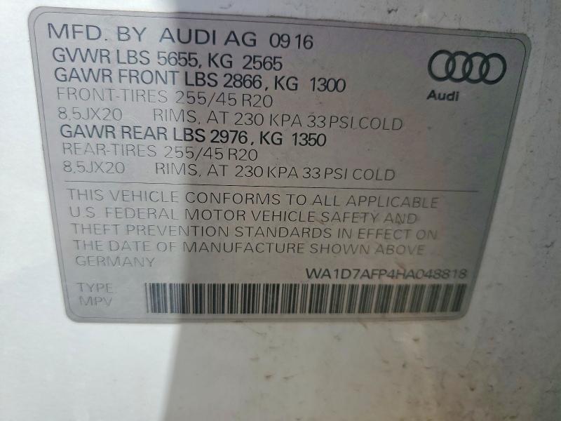 Продажа на аукционе авто 2017 Audi Q5, vin: WA1D7AFP4HA048818, номер лота: 52937746