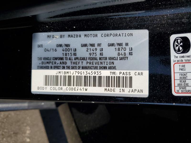Aukcja sprzedaży 2016 Mazda 3, vin: JM1BM1J79G1345935, numer aukcji: 52087466