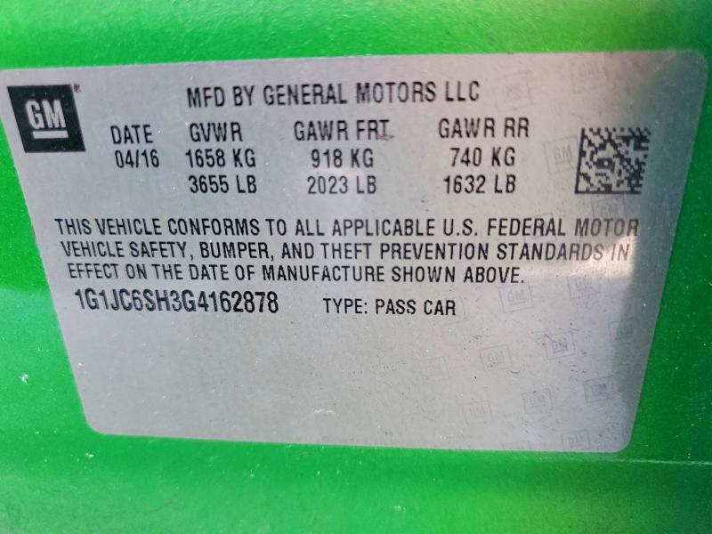 Aukcja sprzedaży 2016 Chevrolet Sonic, vin: 1G1JC6SH3G4162878, numer aukcji: 51852066