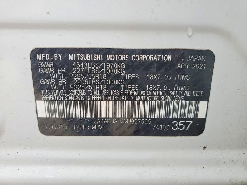 Продаж на аукціоні авто 2021 Mitsubishi Outlander Sport, vin: JA4APUAU3MU027565, номер лоту: 52225816