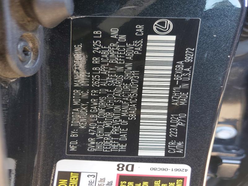 Продаж на аукціоні авто 2022 Lexus Es 300h, vin: 58ADA1C15NU017311, номер лоту: 52912006