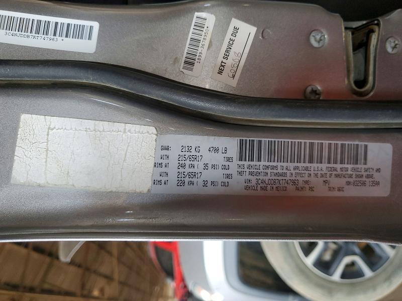 52061216 :رقم المزاد ، 3C4NJDDB7KT747963 vin ، 2019 Jeep Compass مزاد بيع
