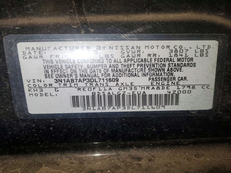 2013 Nissan Sentra მანქანა იყიდება აუქციონზე, vin: 3N1AB7AP3DL711609, აუქციონის ნომერი: 52906816
