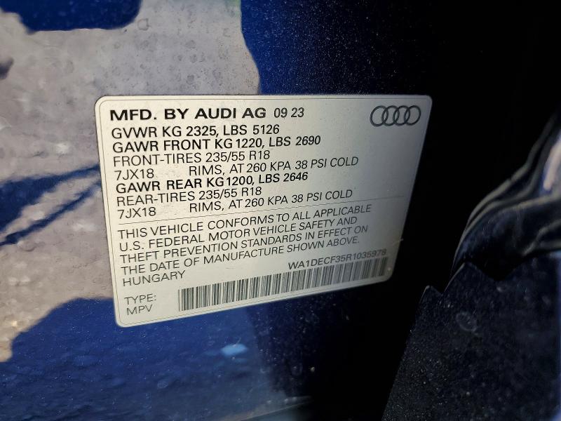 Aukcja sprzedaży 2024 Audi Q3, vin: WA1DECF35R1035978, numer aukcji: 54237826