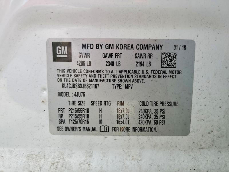 Aukcja sprzedaży 2018 Buick Encore, vin: KL4CJBSBXJB621167, numer aukcji: 55199196