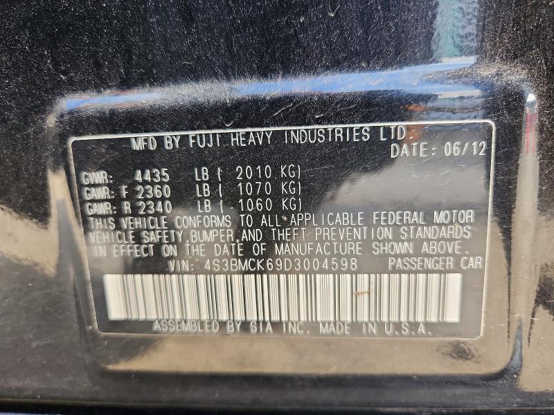 Aukcja sprzedaży 2013 Subaru Legacy, vin: 4S3BMCK69D3004598, numer aukcji: 53203626