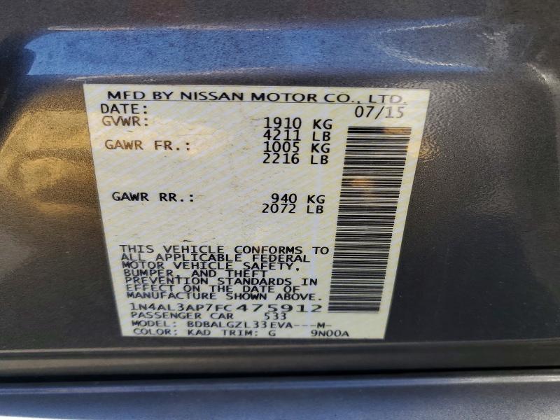 54134536 :رقم المزاد ، 1N4AL3AP7FC475912 vin ، 2015 Nissan Altima مزاد بيع