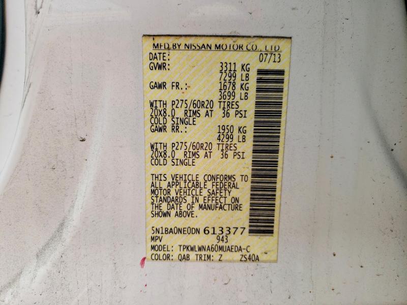 Aukcja sprzedaży 2013 Nissan Armada, vin: 5N1BA0NE0DN613377, numer aukcji: 54584866