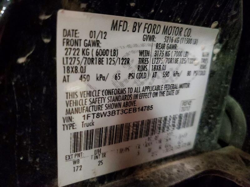 51713396 :رقم المزاد ، 1FT8W3BT3CEB14785 vin ، 2012 Ford F350 مزاد بيع