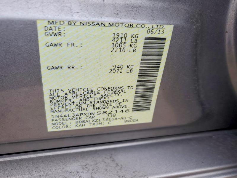Продажа на аукционе авто 2013 Nissan Altima, vin: 1N4AL3APXDN582146, номер лота: 54280296