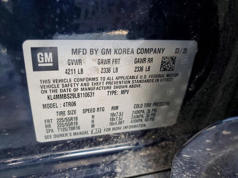 55230666 :رقم المزاد ، KL4MMBS29LB110631 vin ، 2020 Buick Encore Gx مزاد بيع