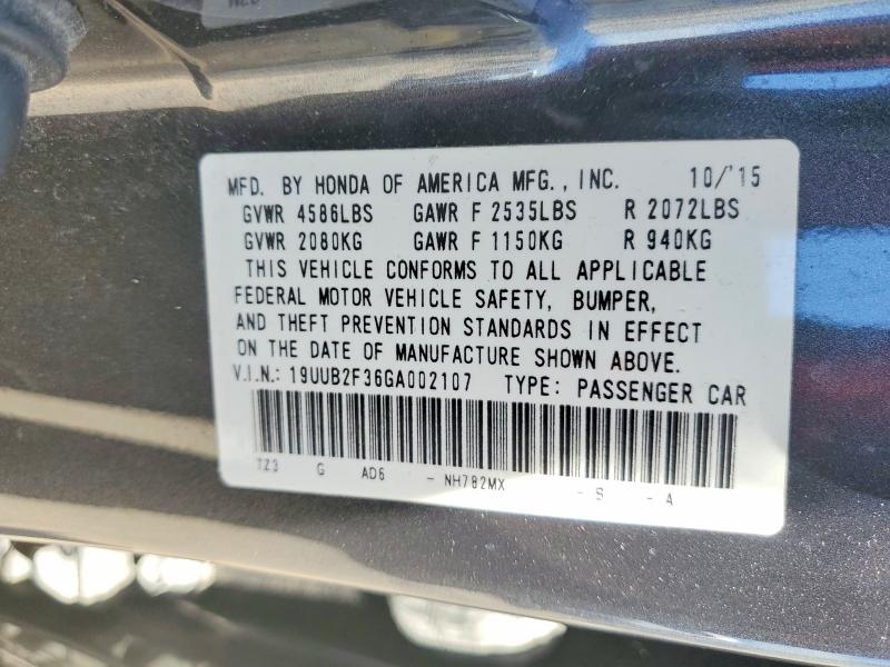 Aukcja sprzedaży 2016 Acura Tlx, vin: 19UUB2F36GA002107, numer aukcji: 53787046