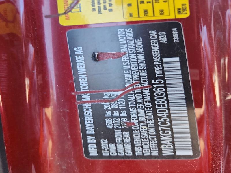 52131836 :رقم المزاد ، WBAKG7C54DE803615 vin ، 2013 Bmw 335 مزاد بيع