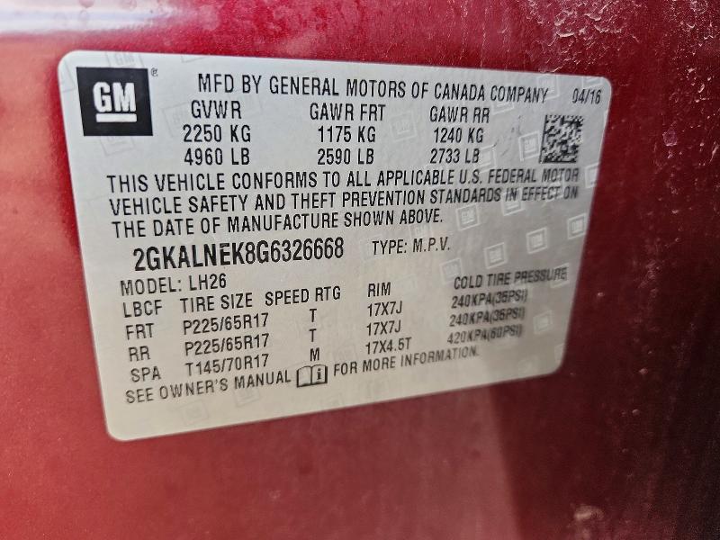 Продаж на аукціоні авто 2016 Gmc Terrain, vin: 2GKALNEK8G6326668, номер лоту: 53284936