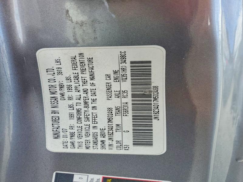 Aukcja sprzedaży 2007 Nissan 350z, vin: JN1BZ34D17M502468, numer aukcji: 54989986