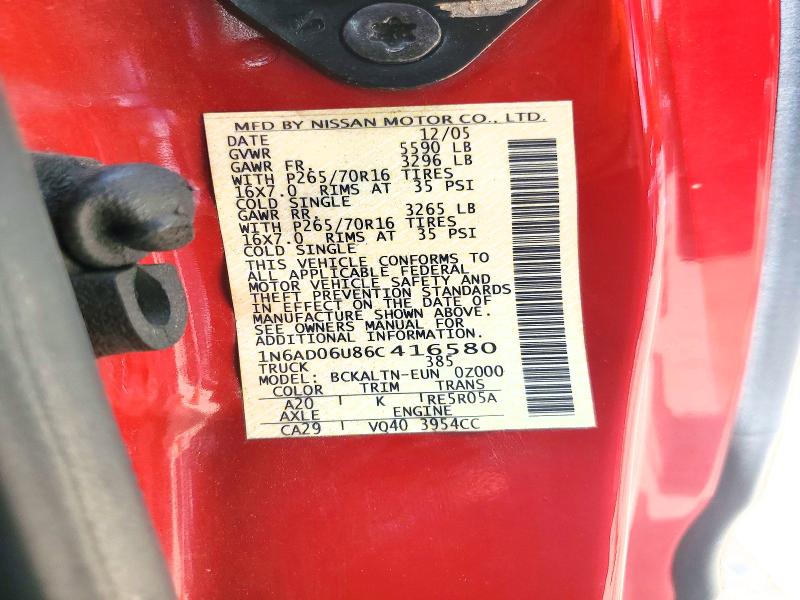 Продаж на аукціоні авто 2006 Nissan Frontier, vin: 1N6AD06U86C416580, номер лоту: 53385616