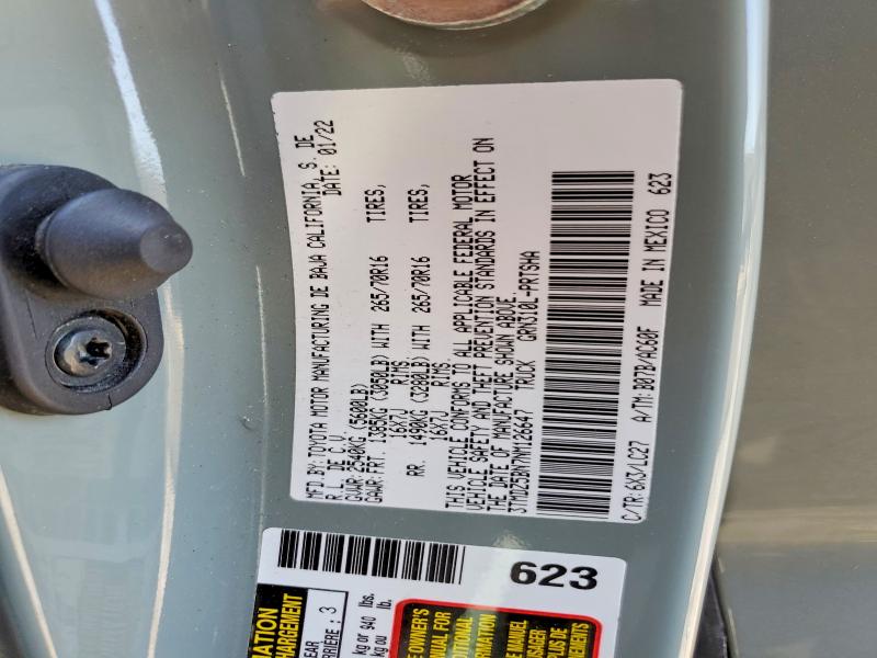 55145606 :رقم المزاد ، 3TMDZ5BN7NM126647 vin ، 2022 Toyota Tacoma مزاد بيع