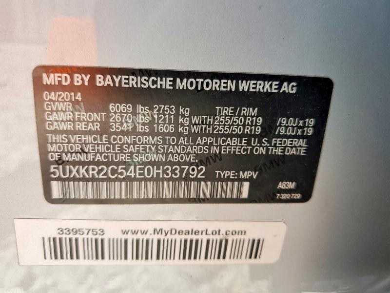 Продаж на аукціоні авто 2014 Bmw X5, vin: 5UXKR2C54E0H33792, номер лоту: 52174736