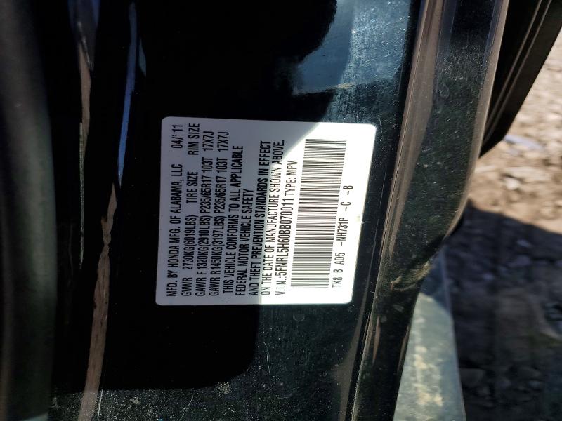 Aukcja sprzedaży 2011 Honda Odyssey, vin: 5FNRL5H60BB070011, numer aukcji: 53967926