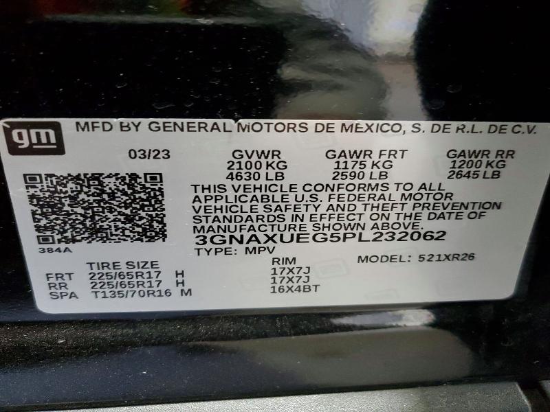 Aukcja sprzedaży 2023 Chevrolet Equinox, vin: 3GNAXUEG5PL232062, numer aukcji: 55552196