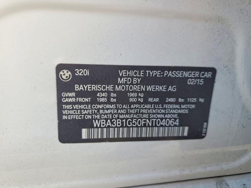 Aukcja sprzedaży 2015 Bmw 320, vin: WBA3B1G50FNT04064, numer aukcji: 54710926