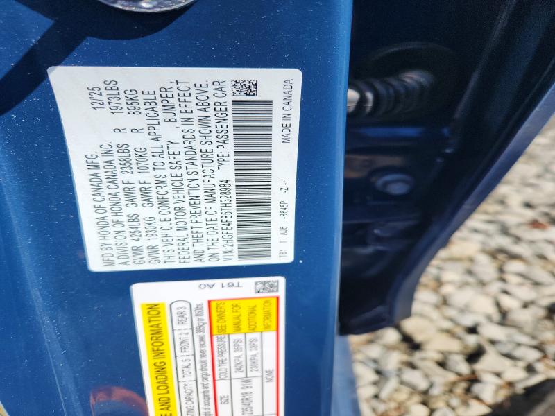 Продажа на аукционе авто 2026 Honda Civic, vin: 2HGFE4F85TH328984, номер лота: 53106516