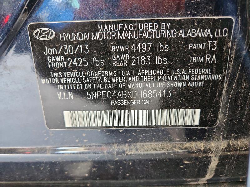 Продаж на аукціоні авто 2013 Hyundai Sonata, vin: 5NPEC4ABXDH685413, номер лоту: 52948436