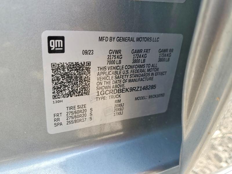 Aukcja sprzedaży 2024 Chevrolet Silverado, vin: 1GCRDBEK9RZ148285, numer aukcji: 53379036