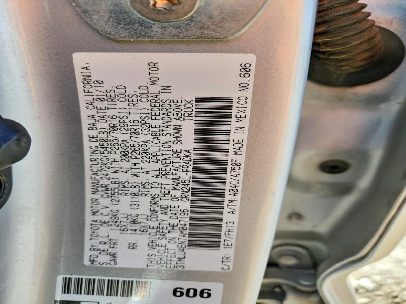 Продаж на аукціоні авто 2010 Toyota Tacoma, vin: 3TMLU4EN7AM047196, номер лоту: 54822346