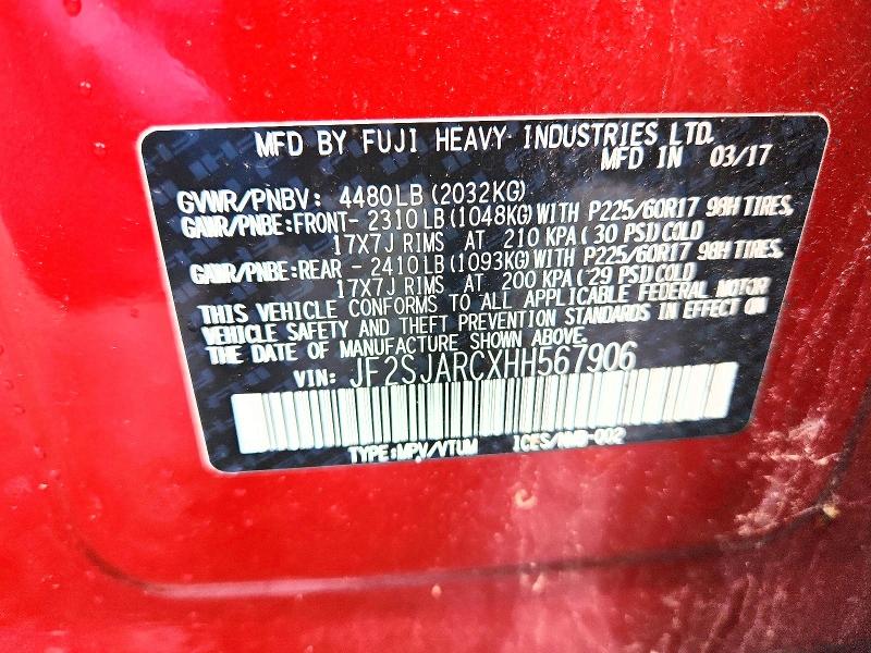 Продаж на аукціоні авто 2017 Subaru Forester, vin: JF2SJARCXHH567906, номер лоту: 55000146