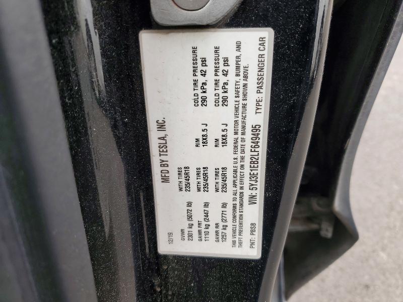 Aukcja sprzedaży 2020 Tesla Model 3, vin: 5YJ3E1EB2LF649495, numer aukcji: 54459126